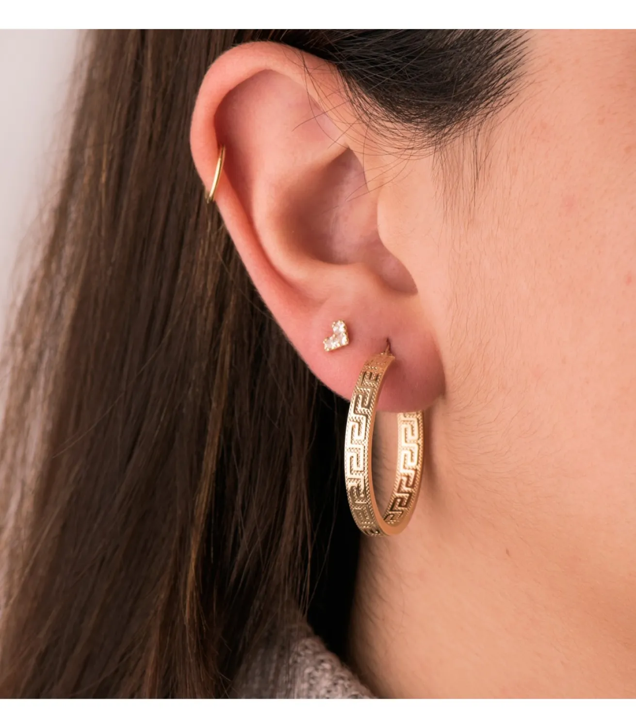 Pendientes Aros Oro 9K 28 Mm Greca<Alda Joyeros Best Sale