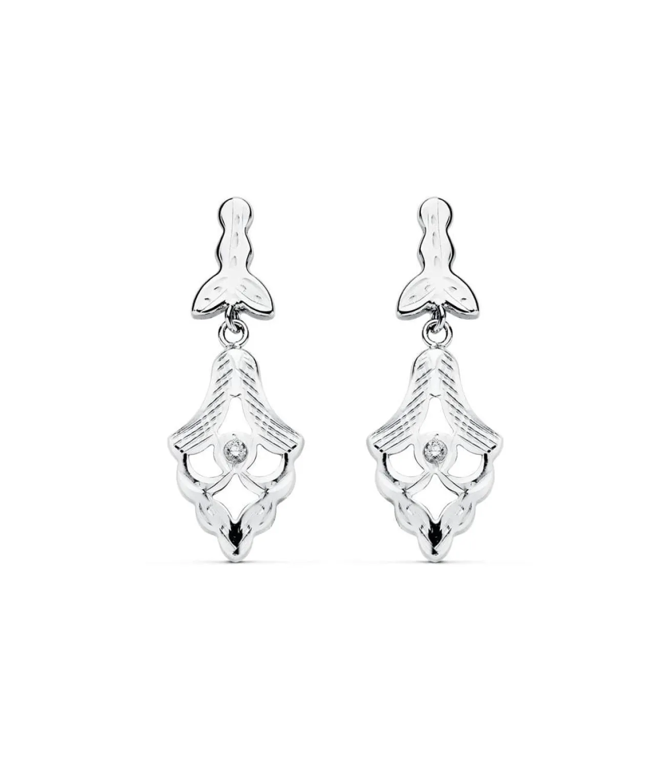 Pendientes Arrayan Oro Blanco 18K Lapidados<Alda Joyeros Shop
