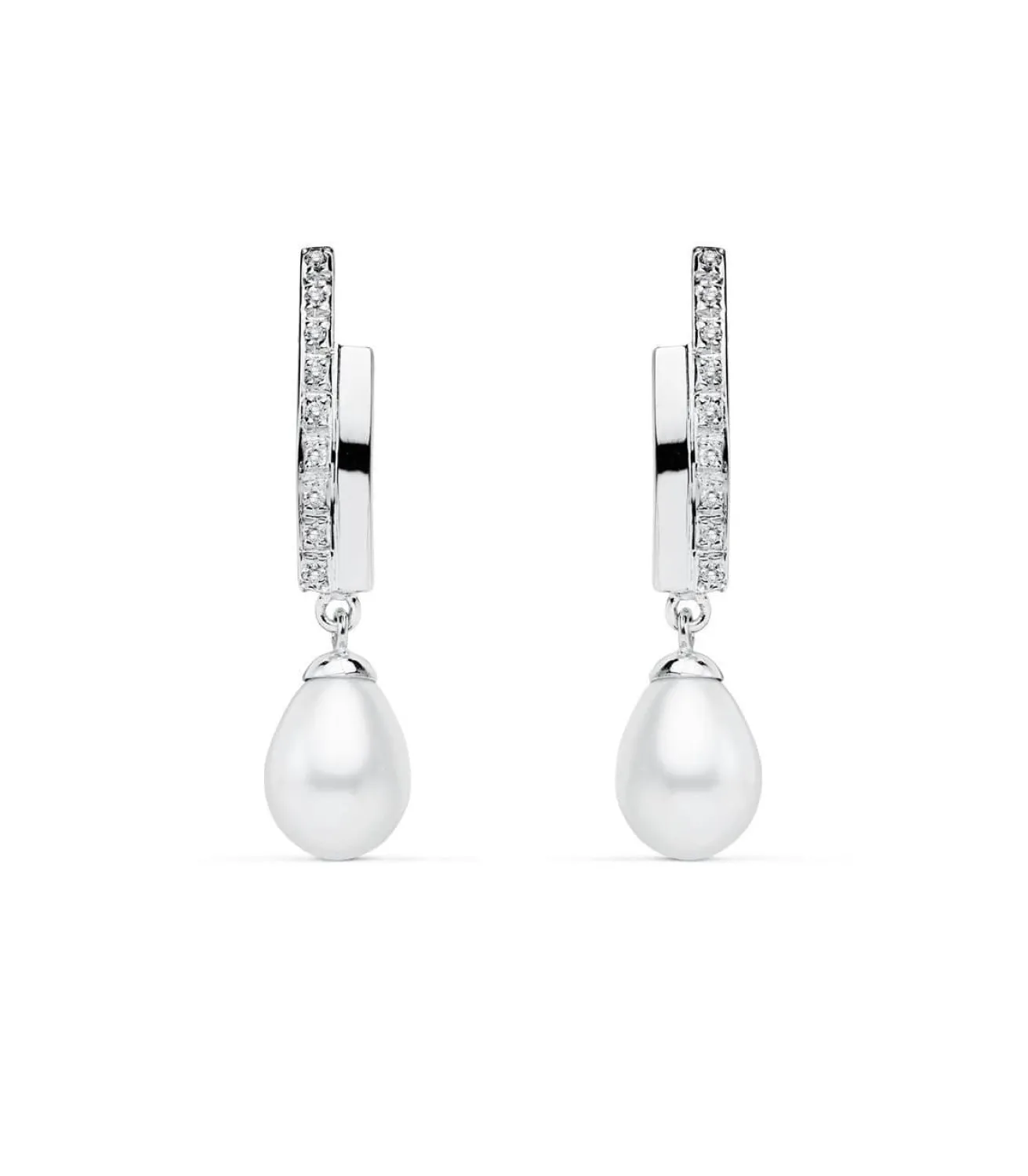 Pendientes Condesa De Yorkshire Oro Blanco 9K Perla<Alda Joyeros Online