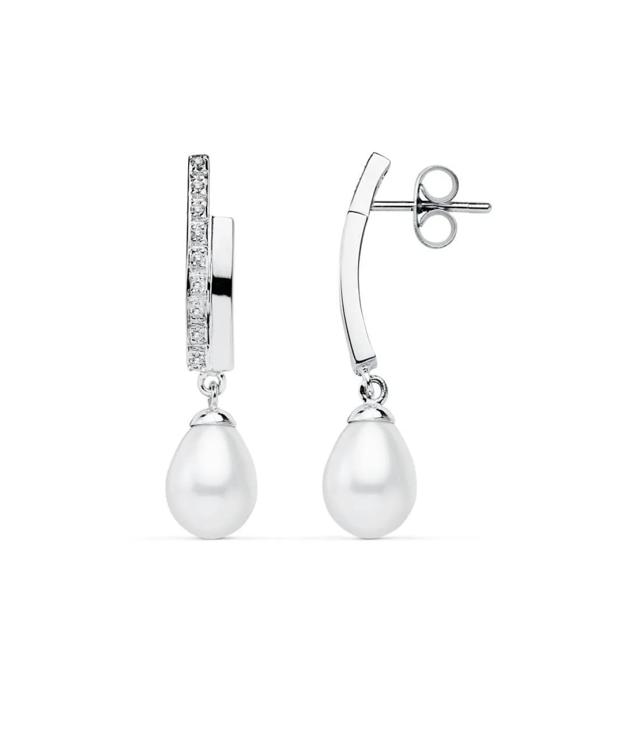 Pendientes Condesa De Yorkshire Oro Blanco 9K Perla<Alda Joyeros Online