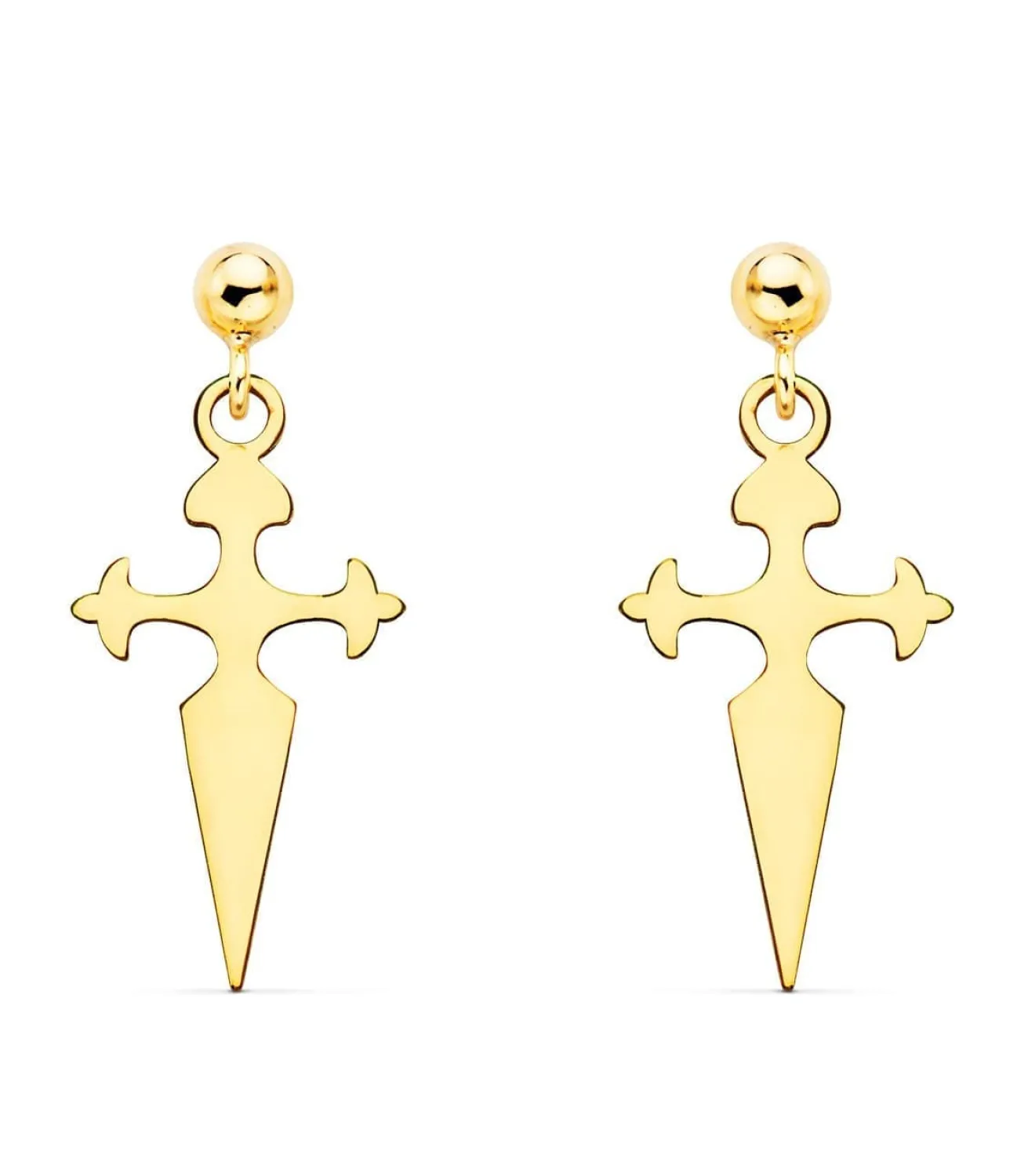 Pendientes Cruz Colgante Oro Amarillo 18K<Alda Joyeros New