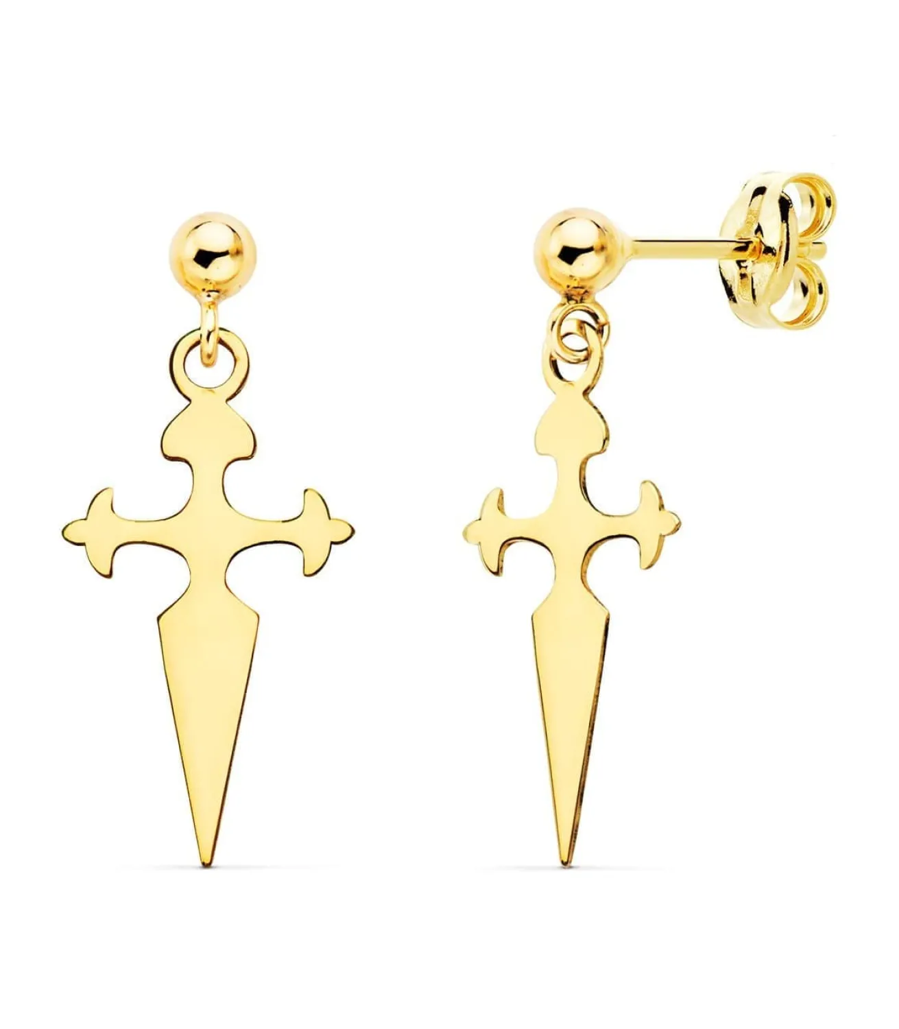 Pendientes Cruz Colgante Oro Amarillo 18K<Alda Joyeros New