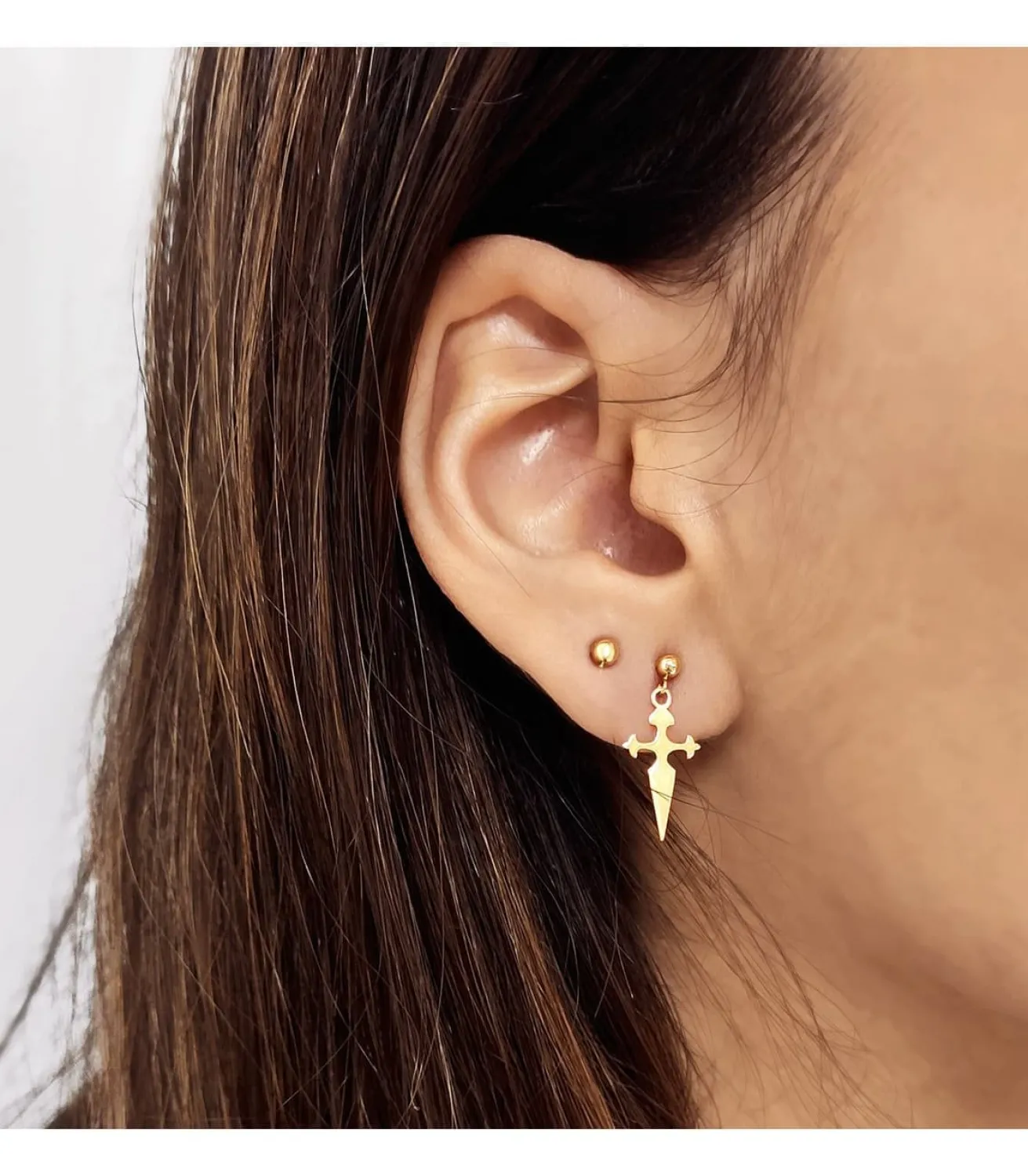 Pendientes Cruz Colgante Oro Amarillo 18K<Alda Joyeros New