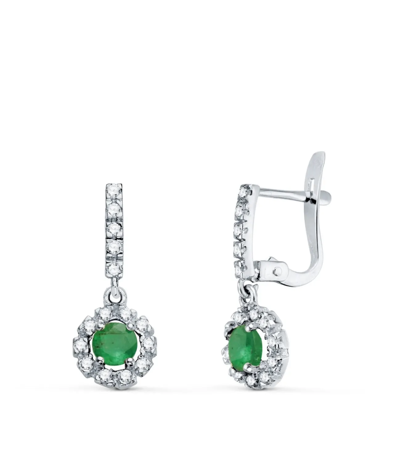 Pendientes Cuajo Esmeralda 0.56Q. Oro Blanco 18K<Alda Joyeros Fashion