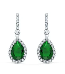 Pendientes Daphne Oro Blanco 18K Piedra Verde<Alda Joyeros Cheap