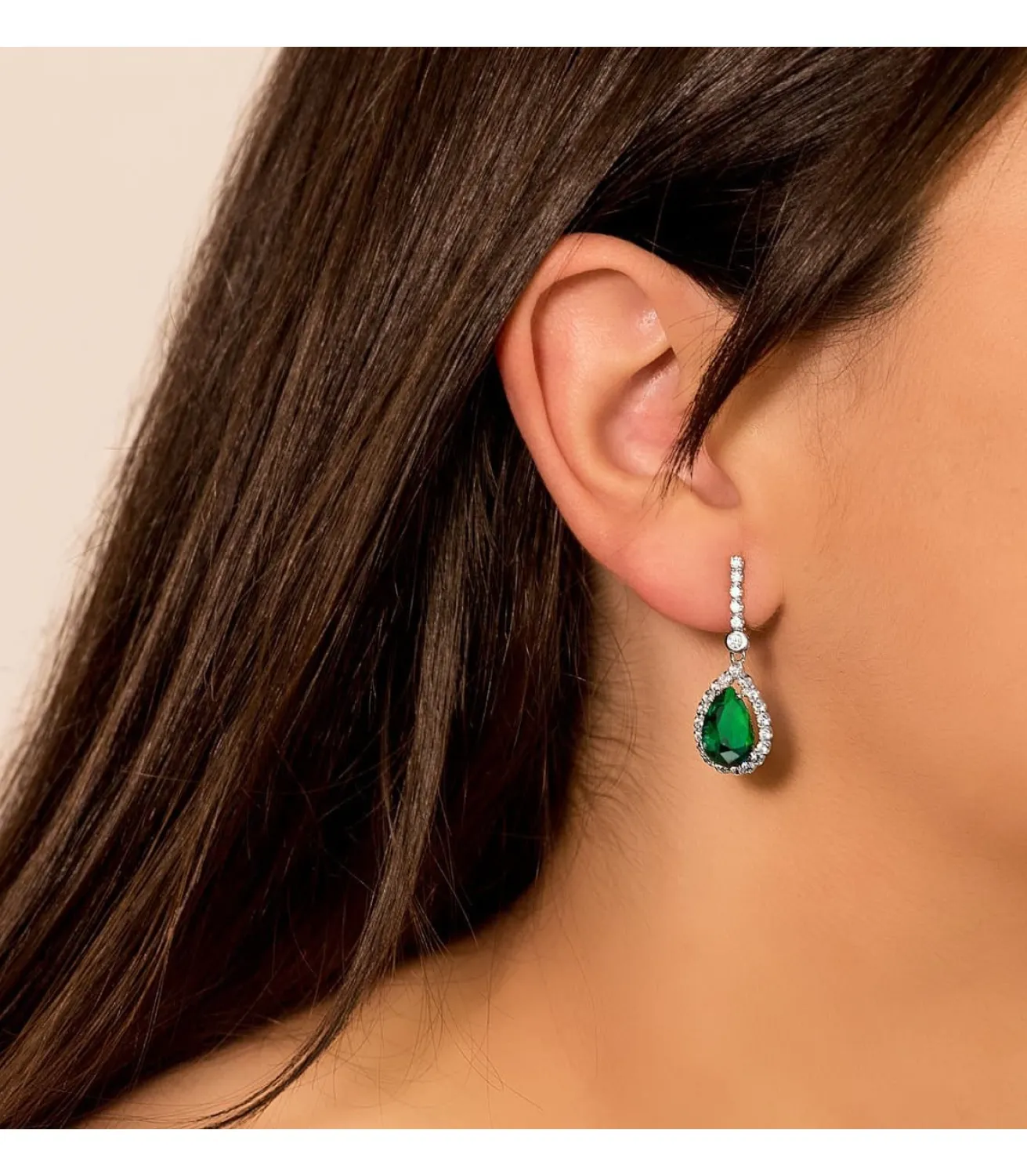 Pendientes Daphne Oro Blanco 18K Piedra Verde<Alda Joyeros Cheap