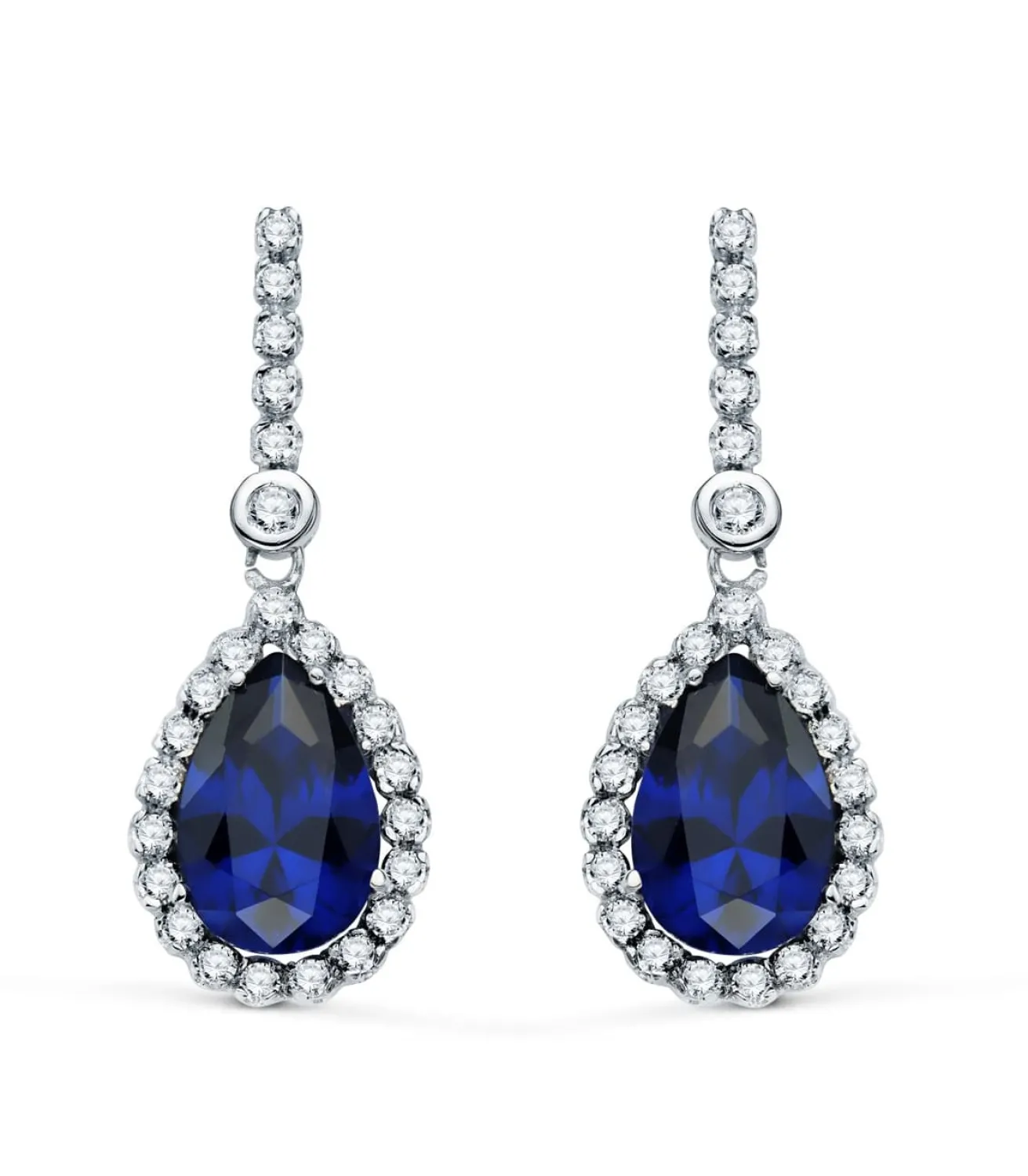 Pendientes Daphne Oro Blanco 18K Piedra Azul<Alda Joyeros Shop