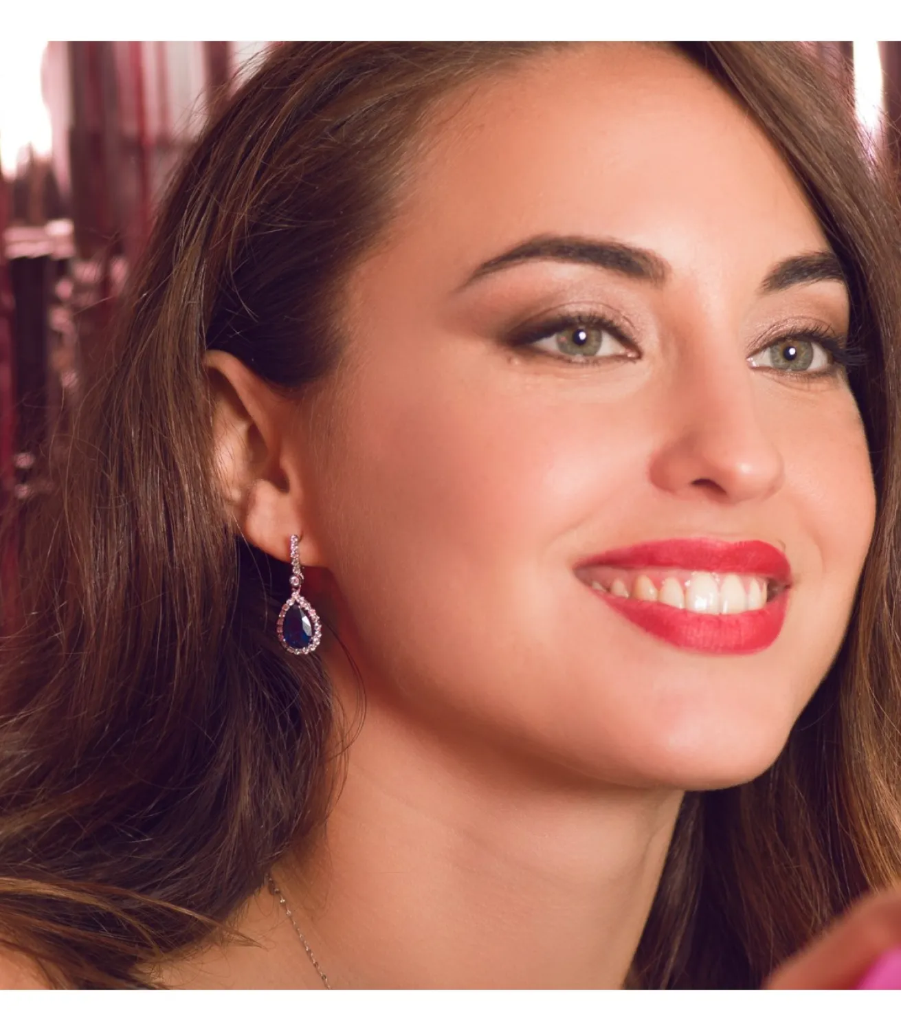 Pendientes Daphne Oro Blanco 18K Piedra Azul<Alda Joyeros Shop