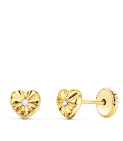 Pendientes De Niña Oro 18K Ondas Corazon 5.5Mm<Alda Joyeros Online