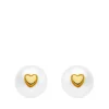 Pendientes De Niña Oro 18K Pearl & Heart 7.5Mm<Alda Joyeros Online