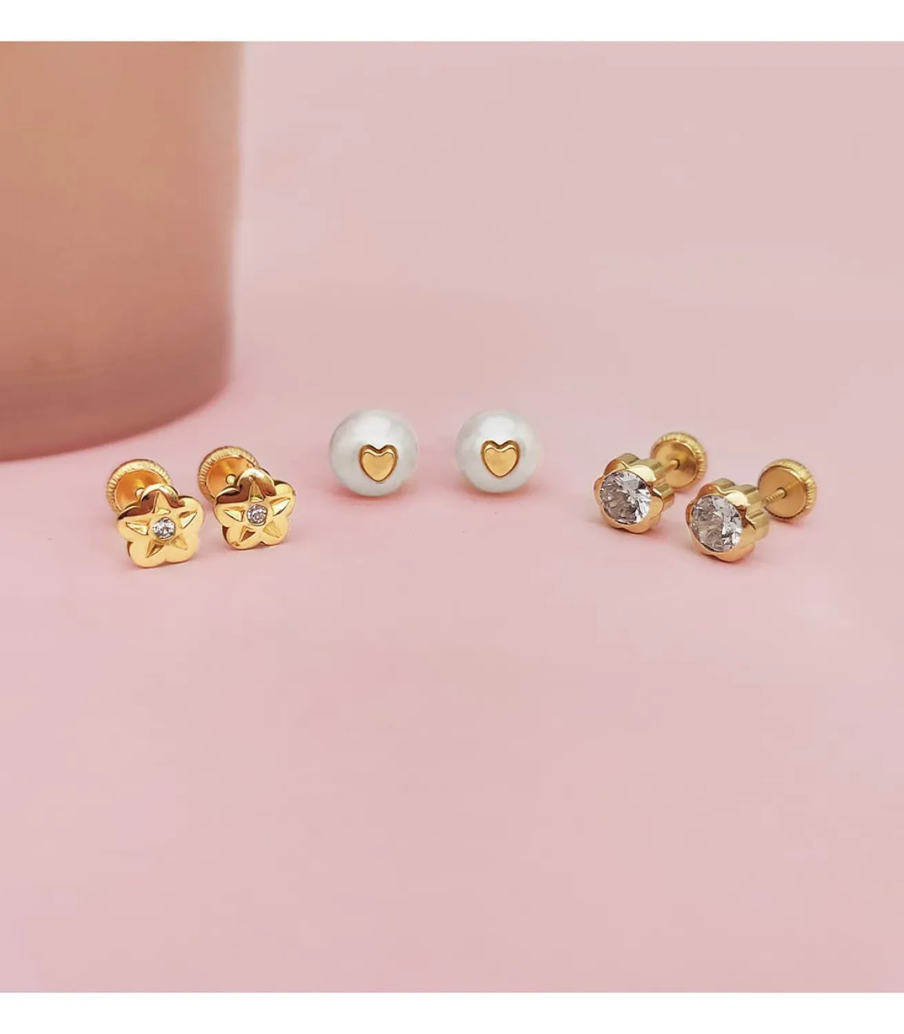 Pendientes De Niña Oro 18K Pearl & Heart 7.5Mm<Alda Joyeros Online