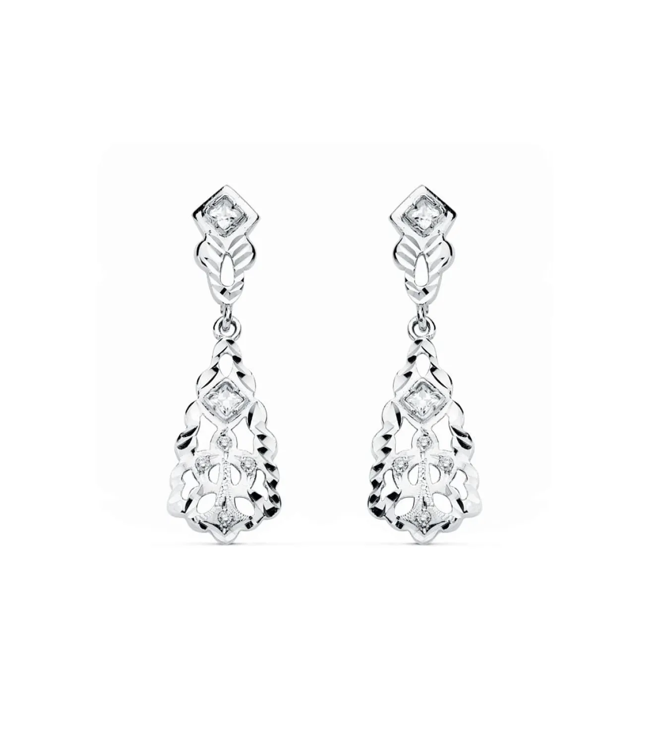 Pendientes De Novia Oro Blanco 18K Lapidados<Alda Joyeros Hot