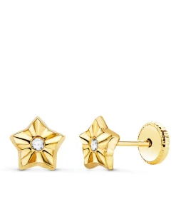 Pendientes Estrella Ondas Oro Amarillo 18K 6.5Mm<Alda Joyeros Best