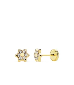 Pendientes Flor Oro Amarillo 18 Ktes 5 Mm<Alda Joyeros Clearance