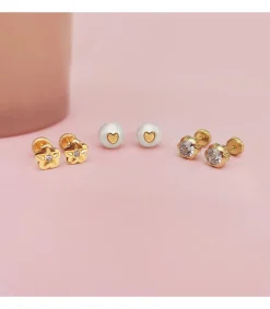 Pendientes Infantiles Margarita Circonita Oro Amarillo 18 K 6 Mm<Alda Joyeros Online