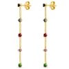 Pendientes Largos Cadena Oro 18K Multicolor<Alda Joyeros Online