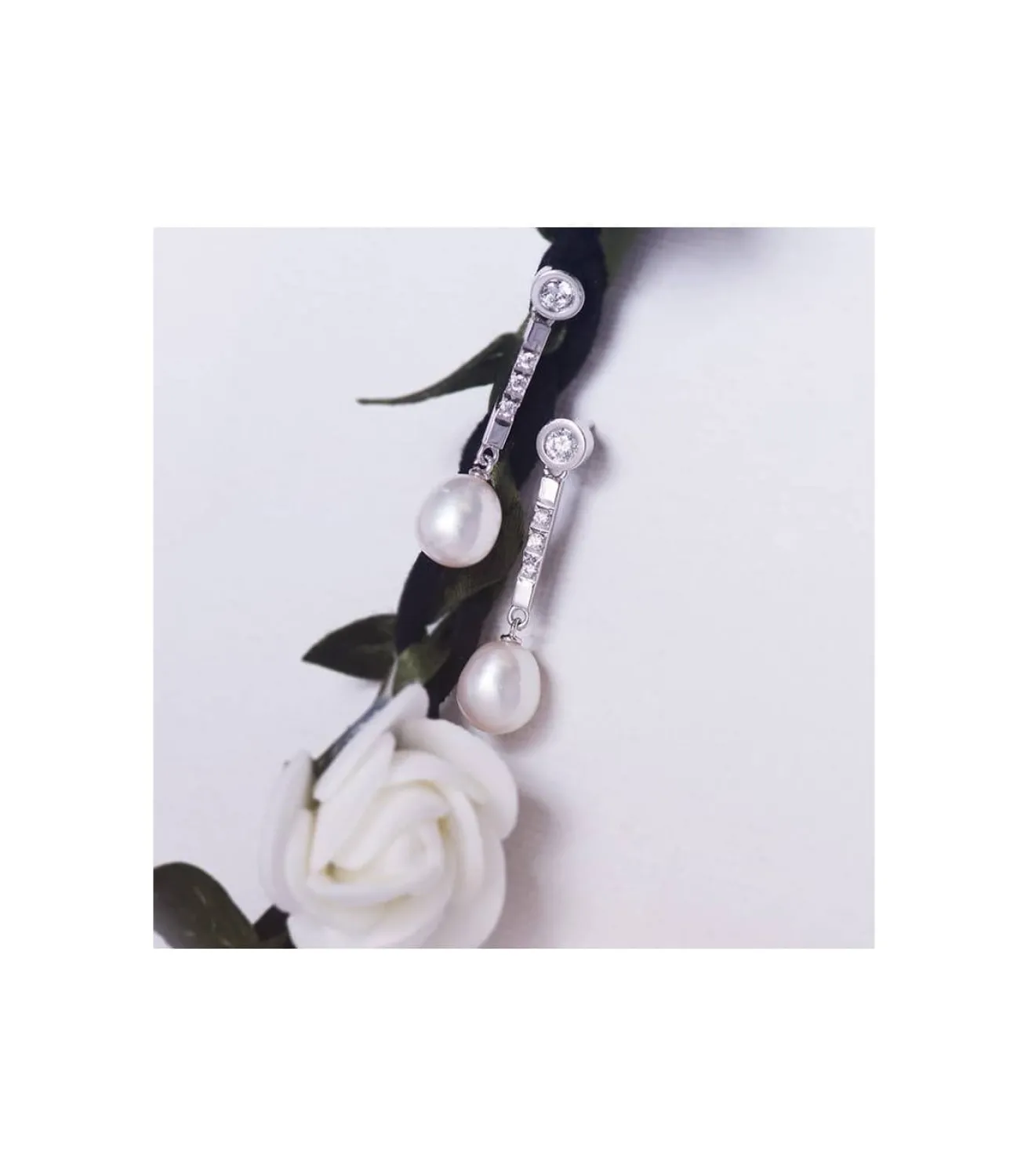 Pendientes Largos Lille Perlas Cultivadas Oro Blanco 18 K 7 Mm<Alda Joyeros Fashion