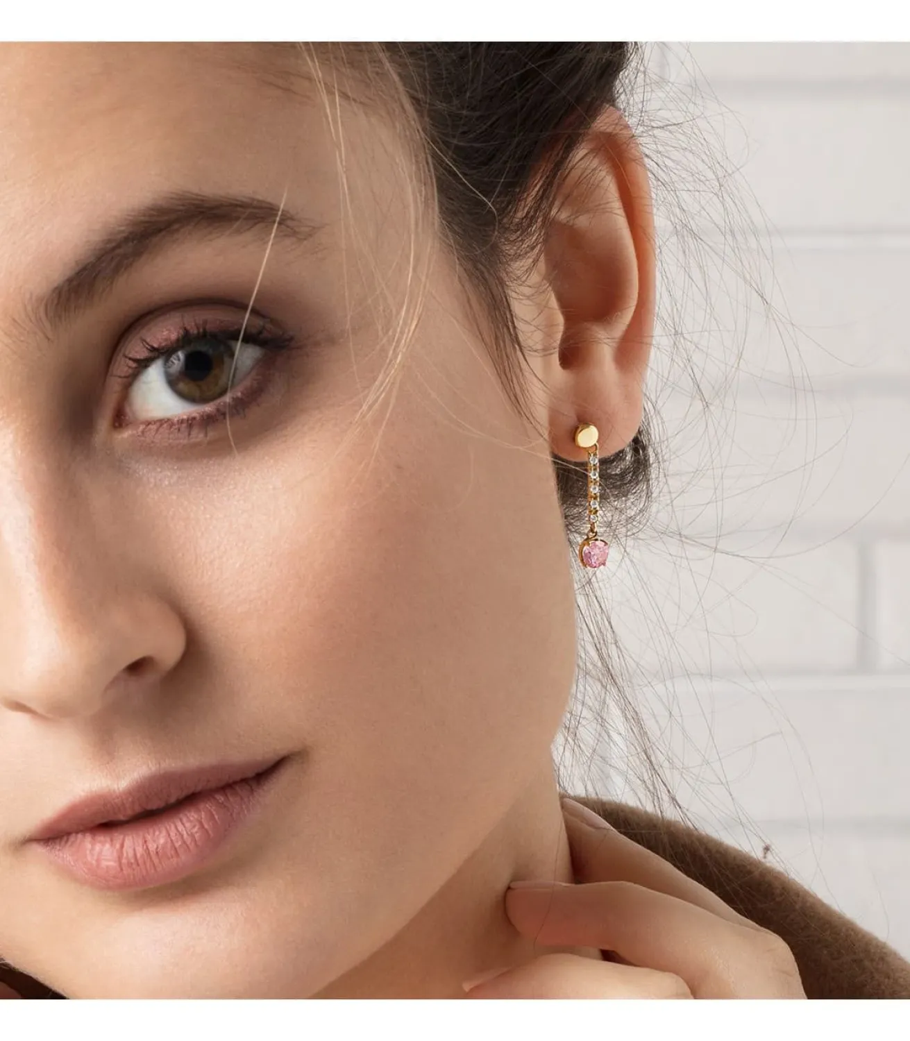 Pendientes Largos Oro 18K Rosa<Alda Joyeros Shop