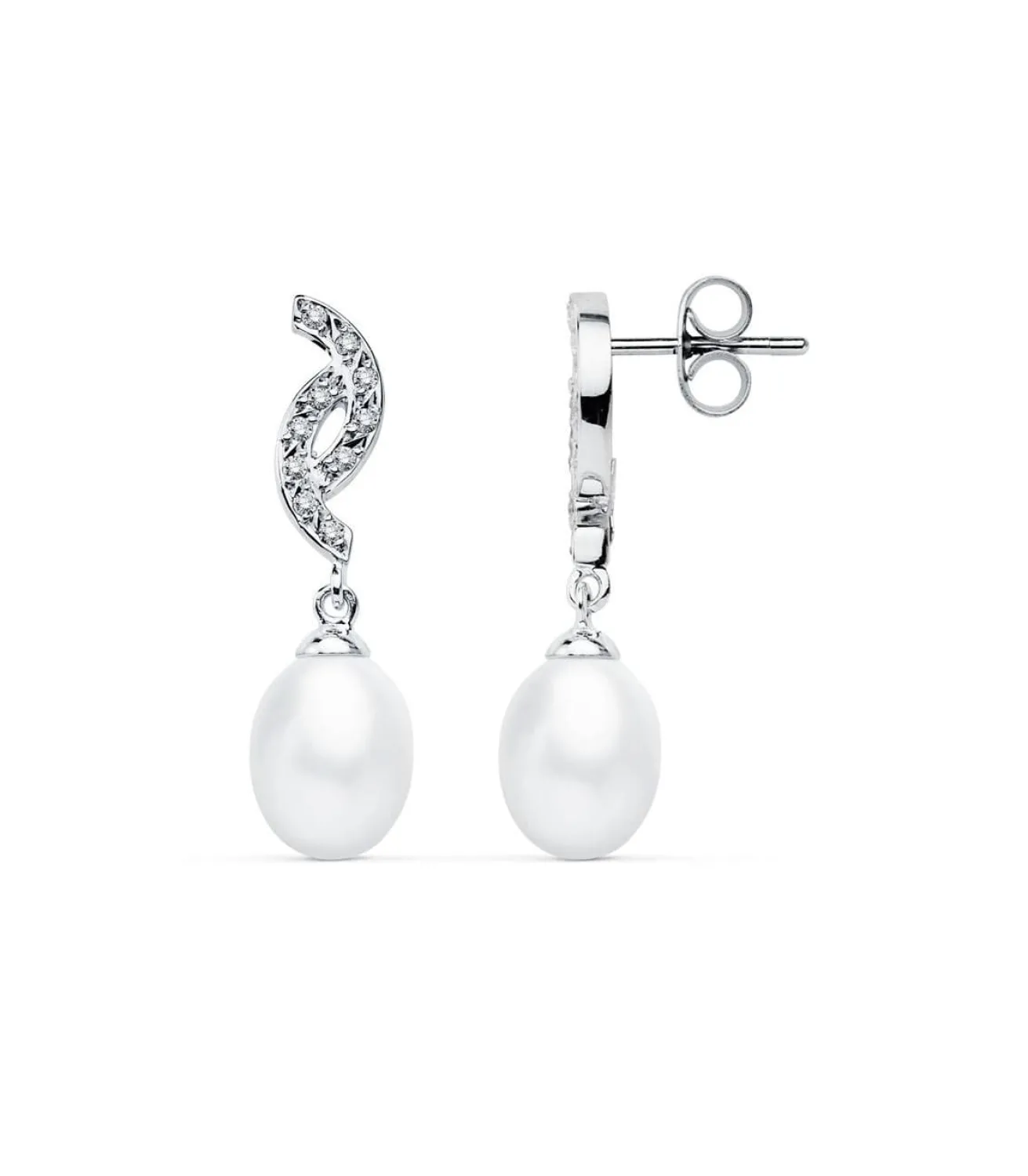 Pendientes Madame Charlotte Aglae Oro Blanco 9K Perla<Alda Joyeros Discount