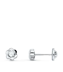 Pendientes Margarita Circonita Oro Blanco 18K 5Mm<Alda Joyeros Fashion