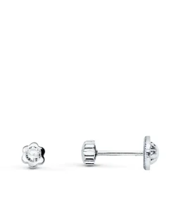 Pendientes Margarita Circonita Oro Blanco 18K 4Mm<Alda Joyeros Sale