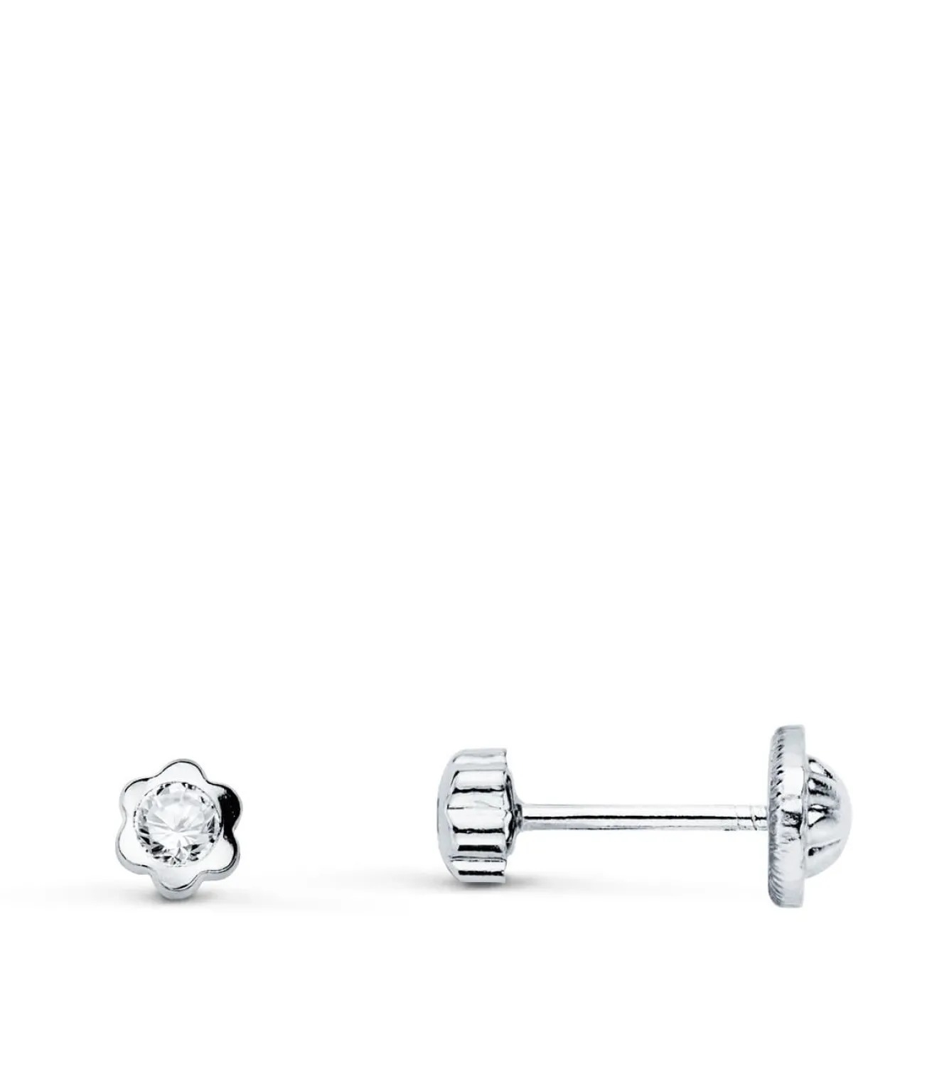 Pendientes Margarita Circonita Oro Blanco 18K 4Mm<Alda Joyeros Sale