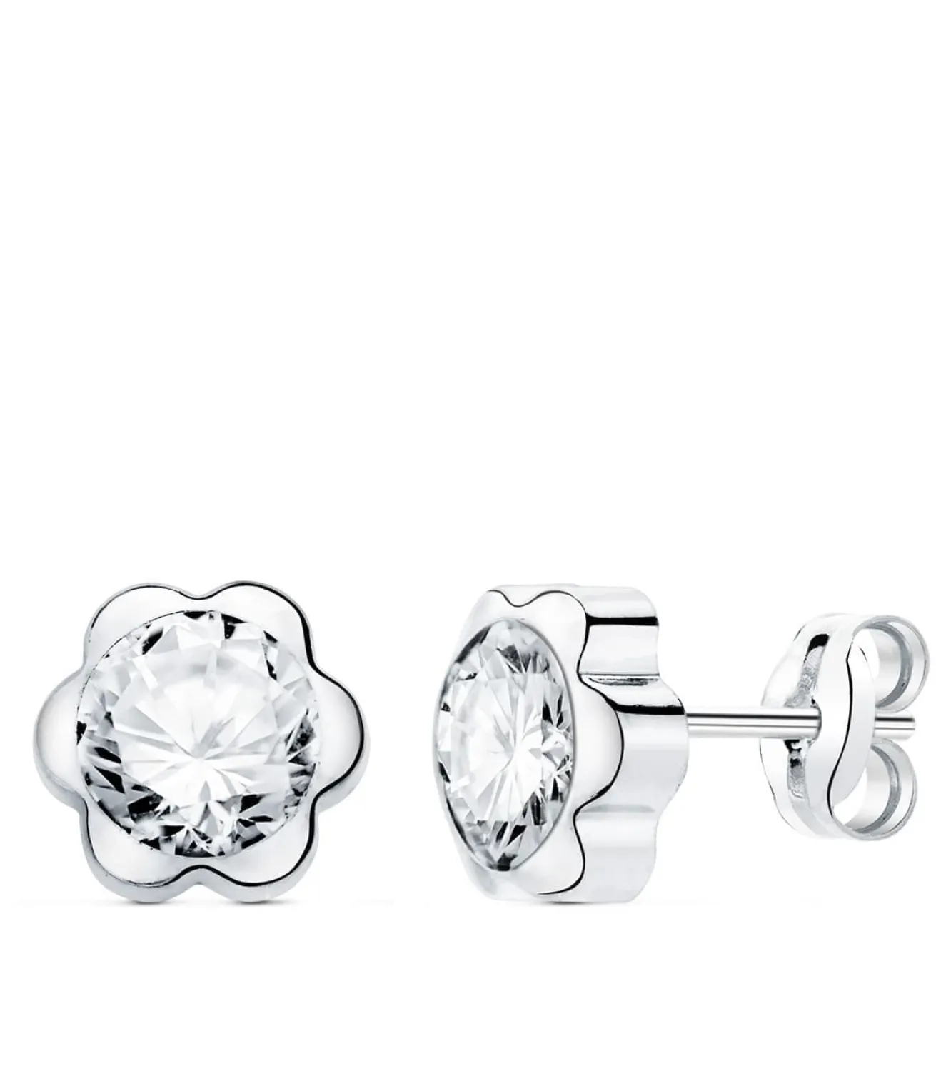 Pendientes Margarita Circonita Oro Blanco 18 K 7 Mm<Alda Joyeros Shop