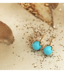 Pendientes Marianela Turquesa 5Mm 18 Ktes<Alda Joyeros Online