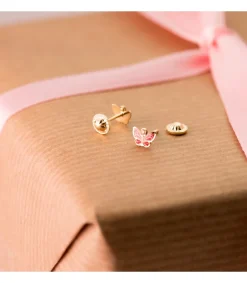 Pendientes Mariposa Rosa Oro 18K<Alda Joyeros Hot
