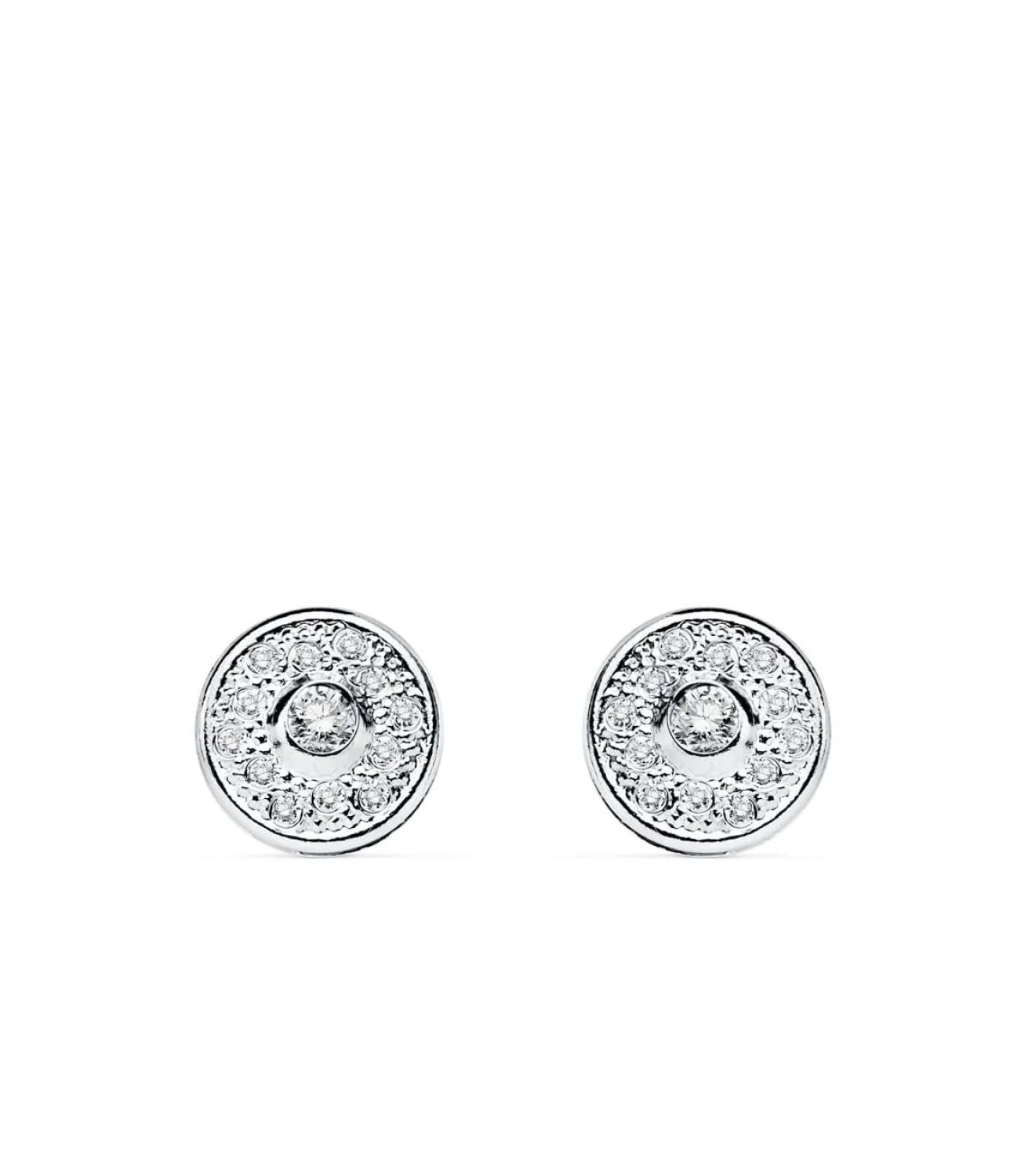 Pendientes Mujer Chaton Grano Oro Blanco 18K<Alda Joyeros Hot