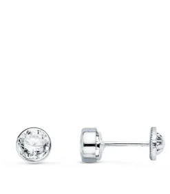 Pendientes Noly Oro Blanco 18 K 5 Mm<Alda Joyeros Flash Sale