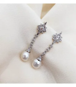 Pendientes Novia Nadine Oro Blanco 18K Perla<Alda Joyeros Flash Sale