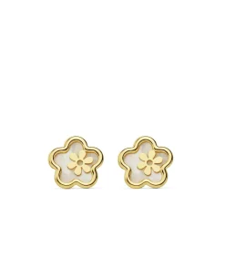 Pendientes Oro Amarillo 18 Ktes Flores Nacar<Alda Joyeros Fashion