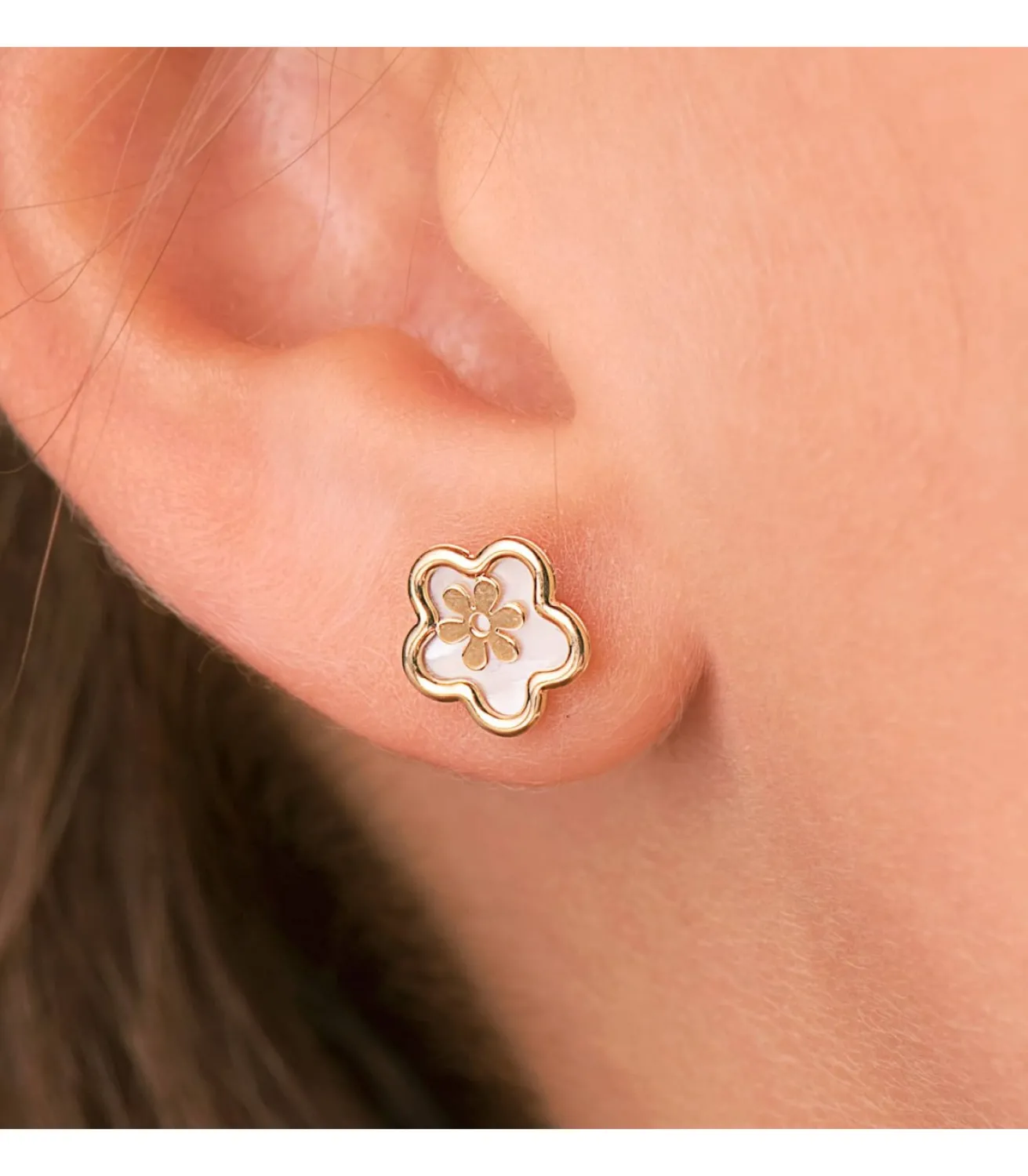 Pendientes Oro Amarillo 18 Ktes Flores Nacar<Alda Joyeros Fashion
