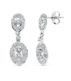 Pendientes Oro Blanco 18 Ktes Ovales. Nancy<Alda Joyeros Store
