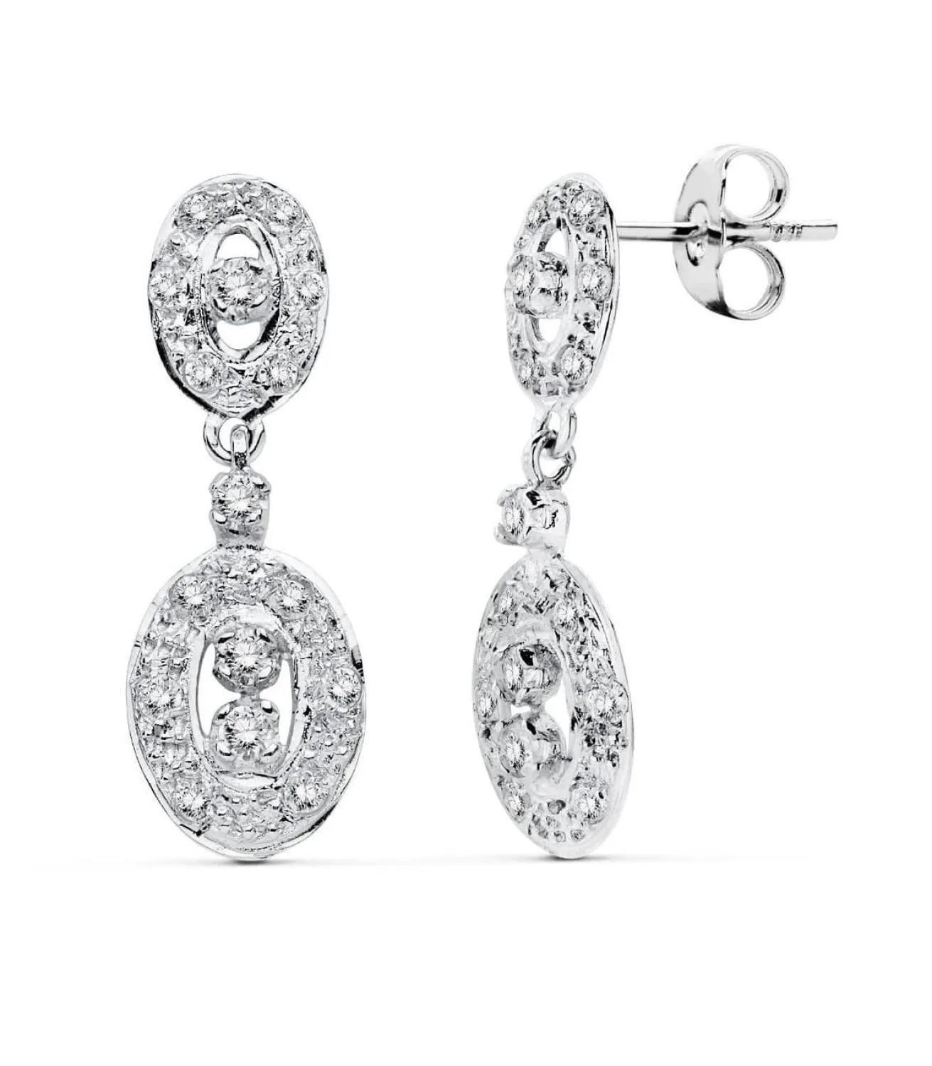 Pendientes Oro Blanco 18 Ktes Ovales. Nancy<Alda Joyeros Store
