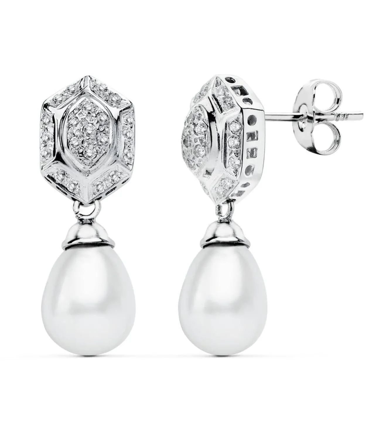 Pendientes Oro Blanco 18 Ktes Largos Perlas. Mod. Toulouse<Alda Joyeros Flash Sale