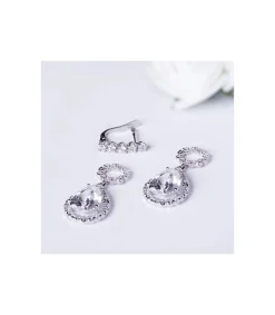 Pendientes Oro Blanco 18 Ktes Largos Circonitas. Nantes<Alda Joyeros Shop