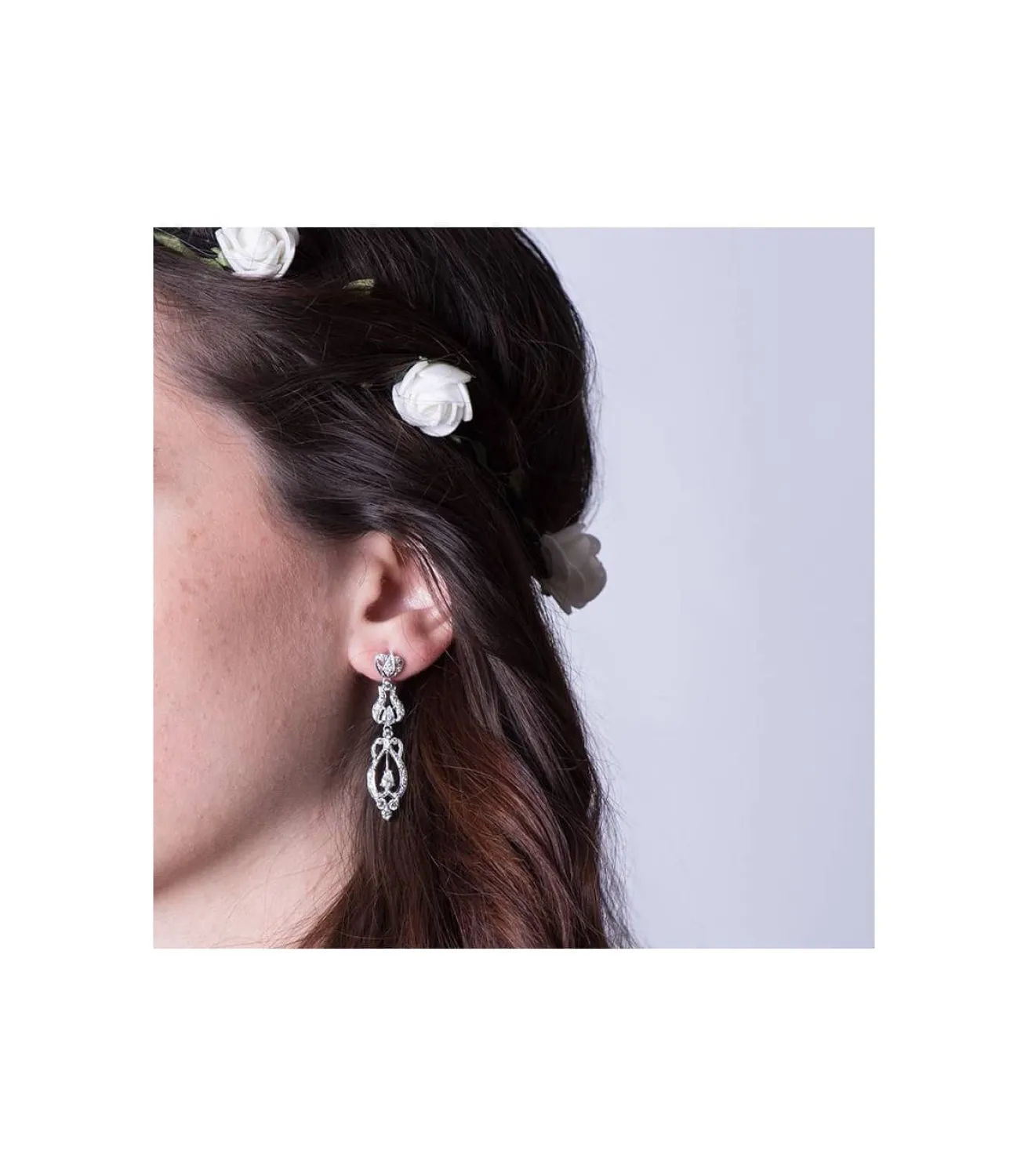 Pendientes Oro Blanco 18 Ktes Largos Circonitas. Cher<Alda Joyeros Flash Sale