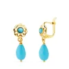 Pendientes Oro 18K Cubana Turquesa 19Mm<Alda Joyeros Hot