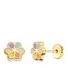 Pendientes Oro 18K Flor Colores 7 Mm<Alda Joyeros Cheap
