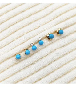 Pendientes Oro Turquesa Elda 3 Mm 18 Ktes<Alda Joyeros Shop