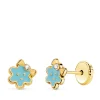 Pendientes Pastelito Azul Oro 18K Flor<Alda Joyeros Fashion