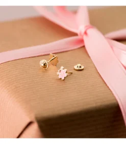 Pendientes Pastelito Rosa Oro 18K Flor<Alda Joyeros Best