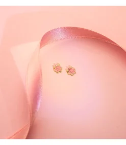 Pendientes Pastelito Rosa Oro 18K Flor<Alda Joyeros Best