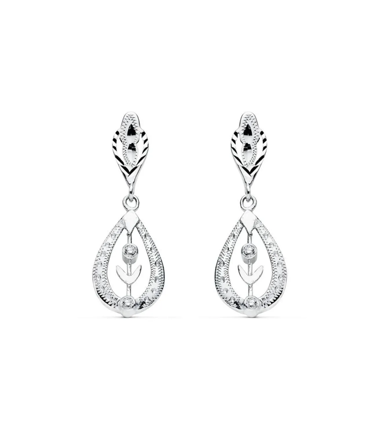 Pendientes Reina Yamlika Oro Blanco 18K Lapidados<Alda Joyeros Clearance