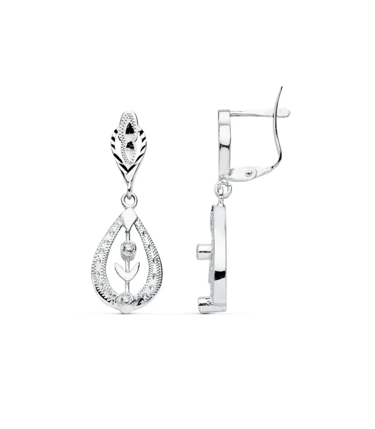 Pendientes Reina Yamlika Oro Blanco 18K Lapidados<Alda Joyeros Clearance