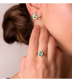 Pendientes Sybil Oro Amarillo 18K Esmeralda Y Diamantes<Alda Joyeros Online