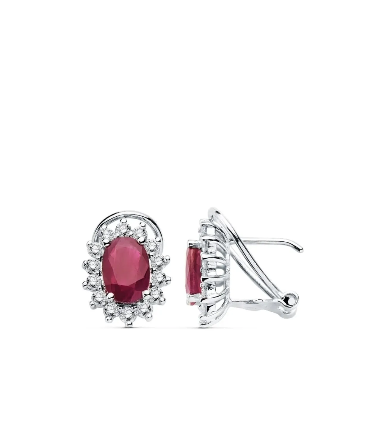 Pendientes Sybil Oro Blanco 18K Rubi Y Diamantes<Alda Joyeros New