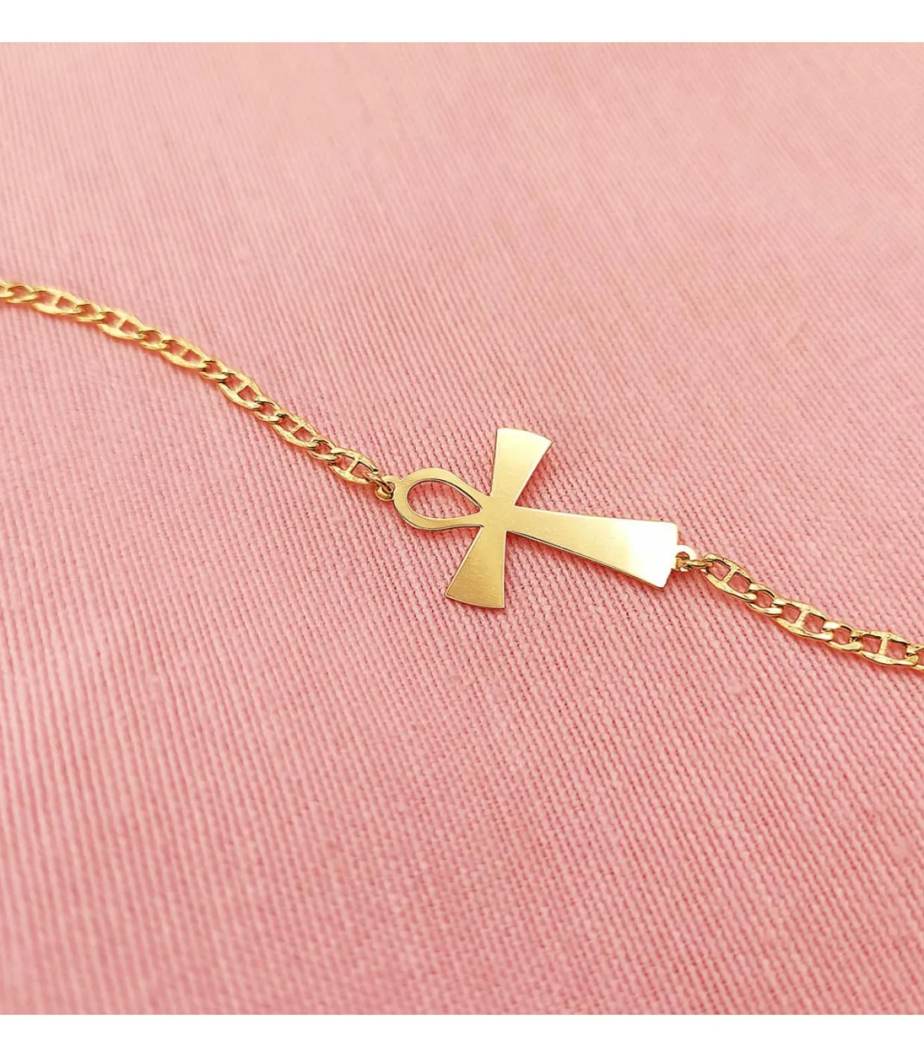 Pulsera De Mujer Oro Amarillo 18 Ktes Cruz De La Vida<Alda Joyeros New